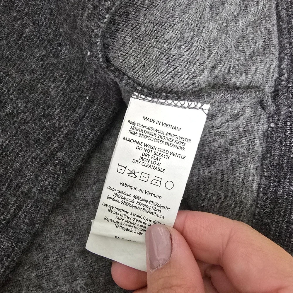 Prana Mens XL Charcoal Grey Wool Blend Quarter Zip Pullover Sweater Raglan Mock